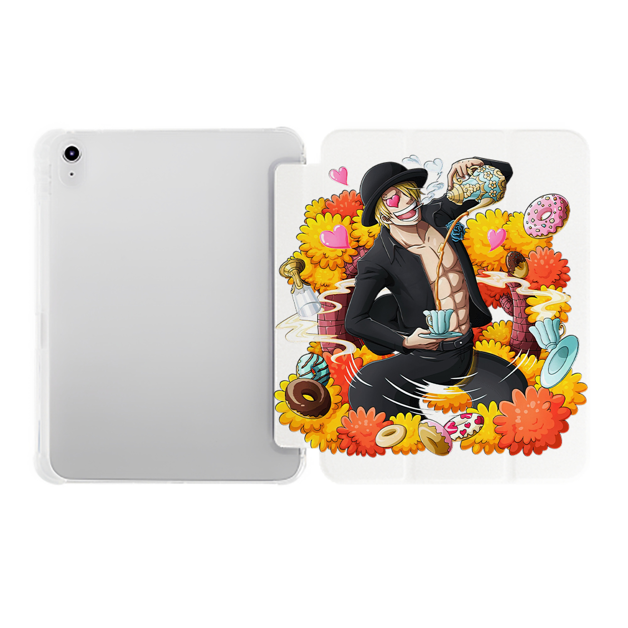 （画像用） ワンピース サンジ ONE PIECE Sanji IPad ケース ペン収納付き 三つ折りスタンド PUレザー×シリコン 対応機種9.5/10.5/10.9インチ